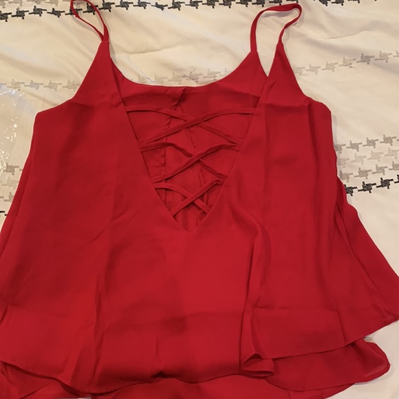Red nursing spaghetti strap tank top - Picture 3 of 3